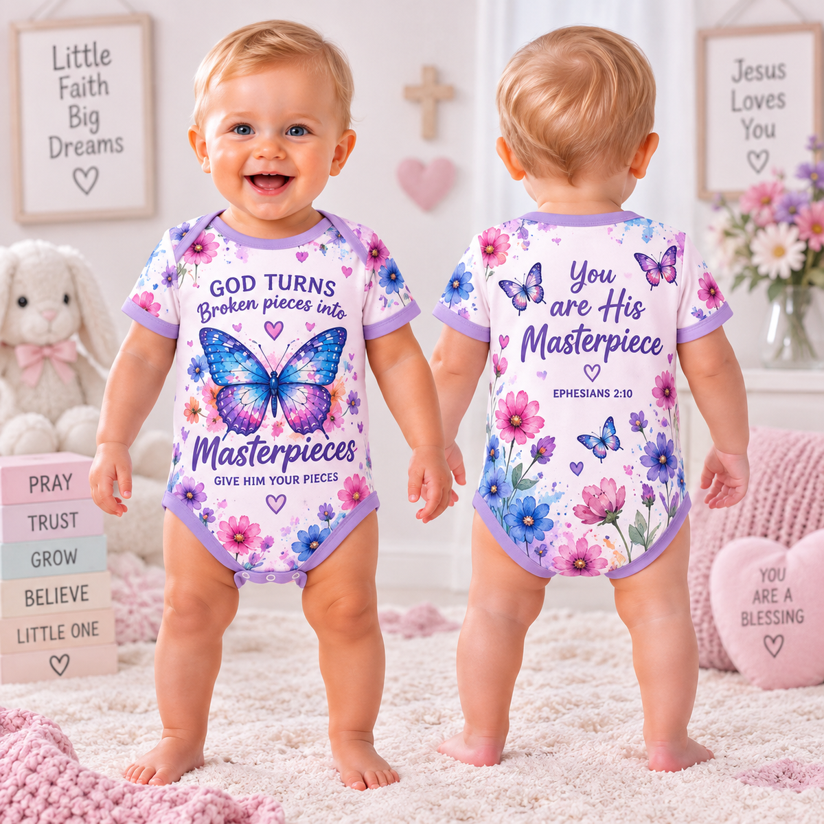 God Turns Broken Pieces Into Masterpieces Baby Bodysuit