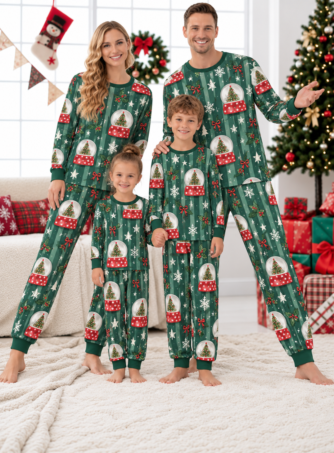 Christmas Snow Globe Family Mixed Cotton Pajamas
