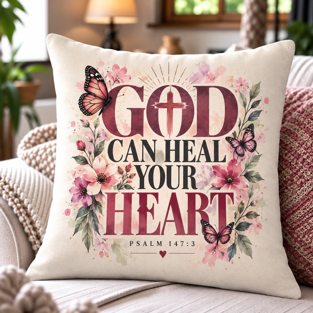 God Can Heal Your Heart Pillow
