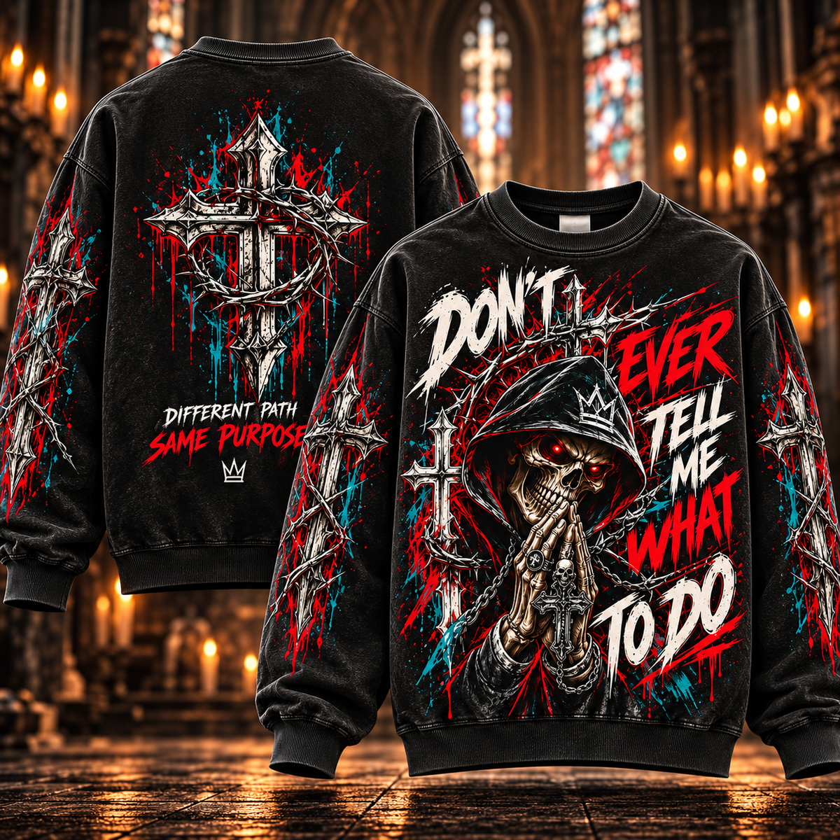 Don't Ever Tell Me What to Do – Hooded Skull Sweatshirt