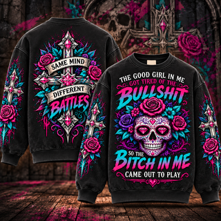 Good Girl, Bold Attitude – Funny Floral Sugar Skull Sweatshirt