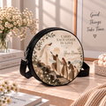 Personalized Carry Each Other in Love Leather Round Bag