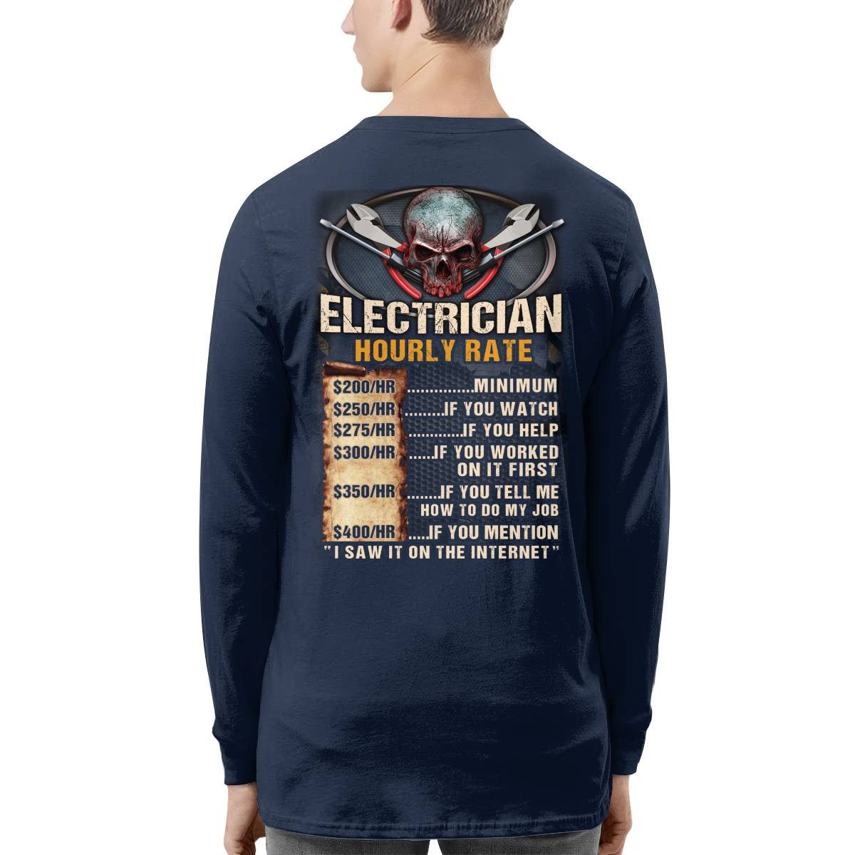 Awesome Electrician Hourly Rate-Hoodie - grunx260804-0060