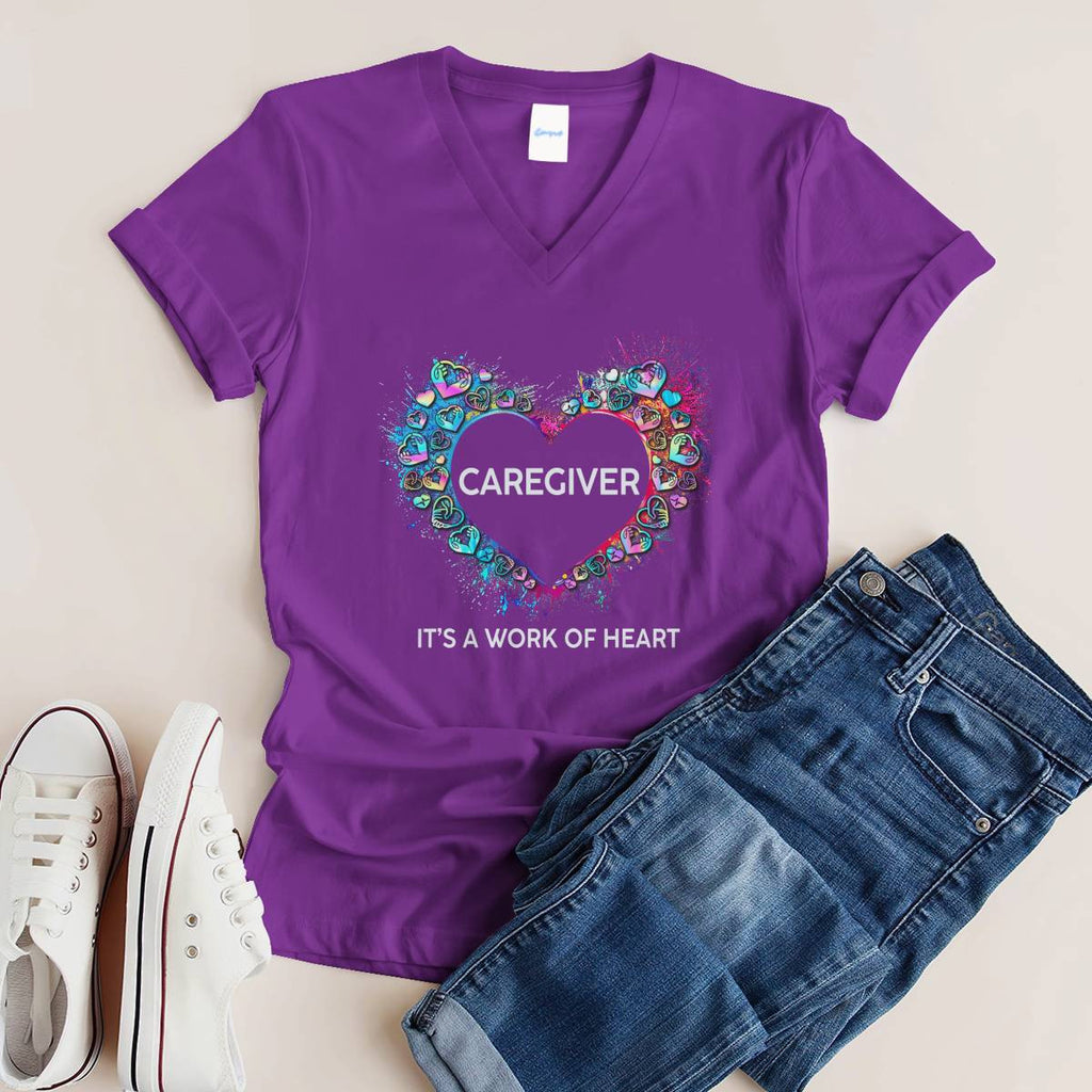 Awesome Caregiver Its a work of heart-T-shirt-#F290624WORKOF7FCAREZ4