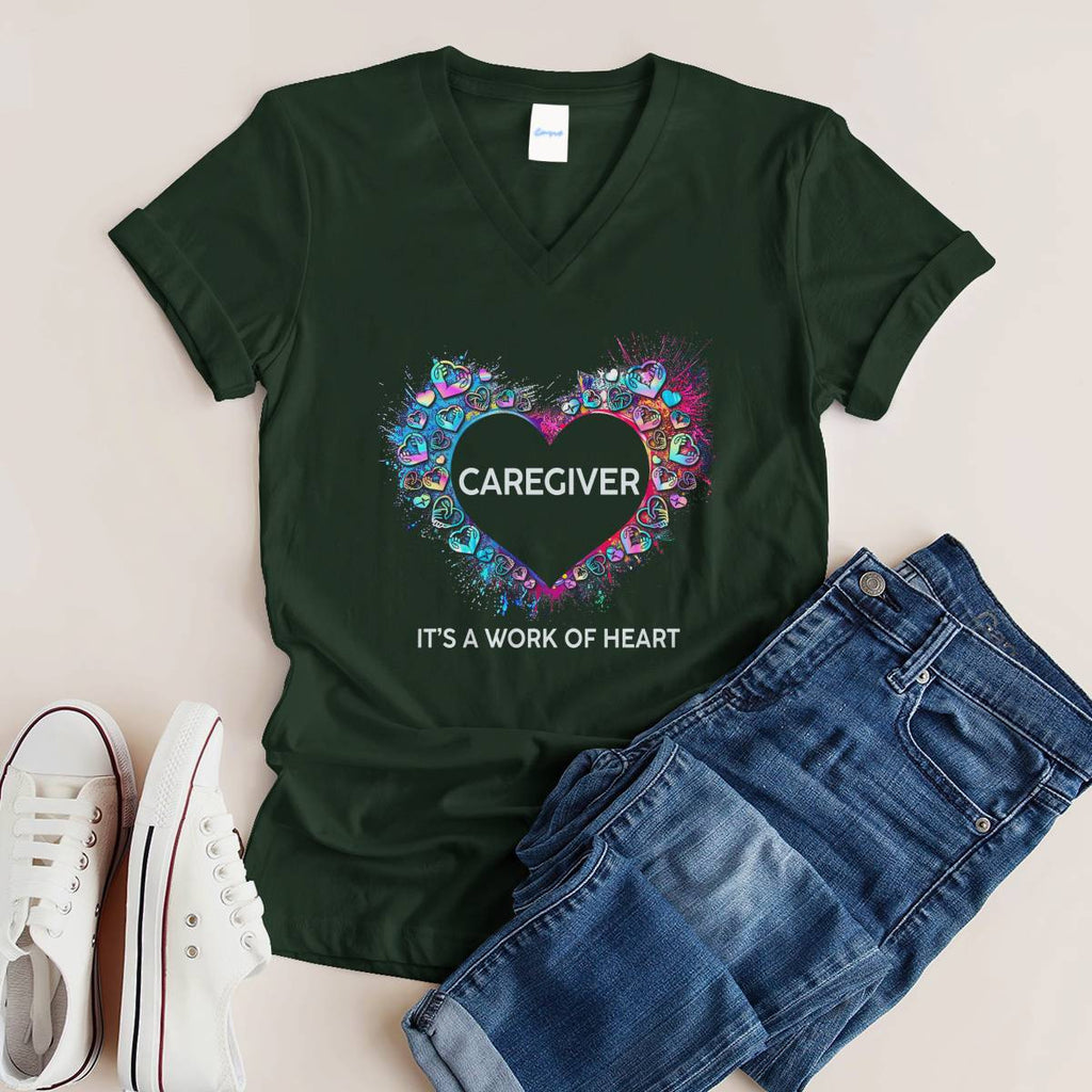 Awesome Caregiver Its a work of heart-T-shirt-#F290624WORKOF7FCAREZ4