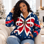 Personalized Red Bow Star Zip Hoodie