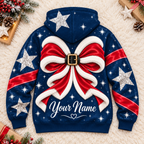 Personalized Red Bow Star Zip Hoodie