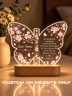 Joshua 1:9 Floral Butterfly Personalize LED Night Light