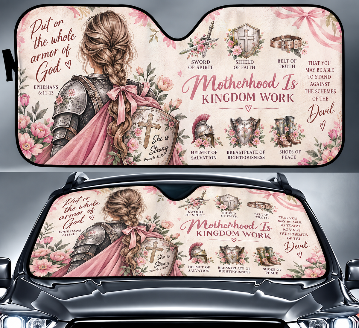 Motherhood Is Kingdom Work Warrior Car Sun Shade