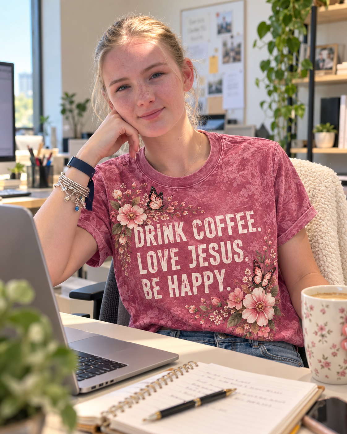 Drink Coffee Love Jesus Be Happy Christian T-Shirt