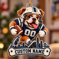 Personalized Football Bulldog Ornament