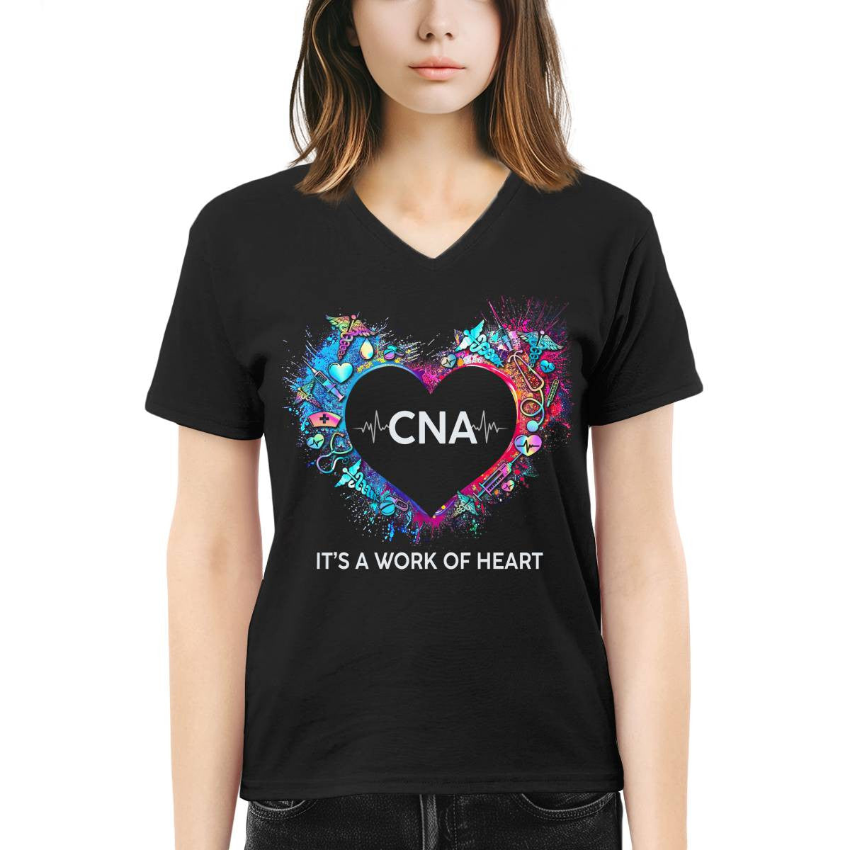 Awesome CNA Its a work of heart-T-shirt-#F290624WORKOF7FCNAZ4