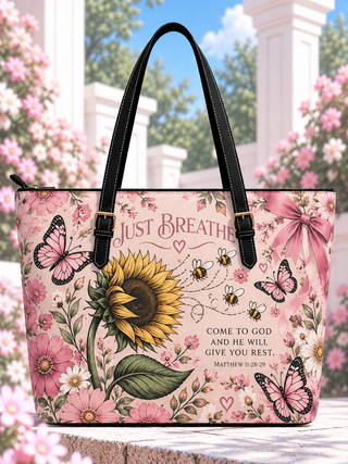 Just Breathe Sunflower Bee Pink Butterfly Saddle Bag