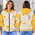 Sunny Fried Egg Zip-up Baseball Jacket