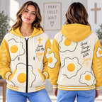 Sunny Fried Egg Zip-up Baseball Jacket