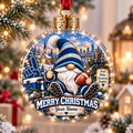 Personalized Blue White Winter Gnome Christmas Ball Ornament