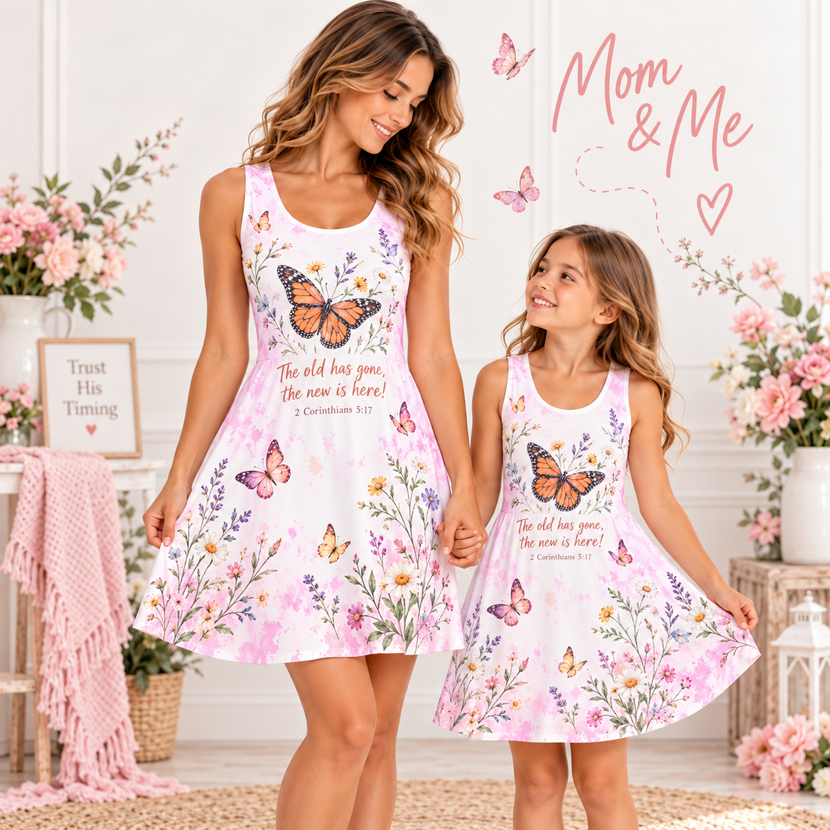 The Old Has Gone Butterfly Sleeveless Dress