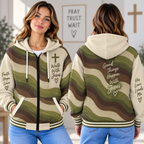 Earth Tone Waves Zip-up Baseball Jacket
