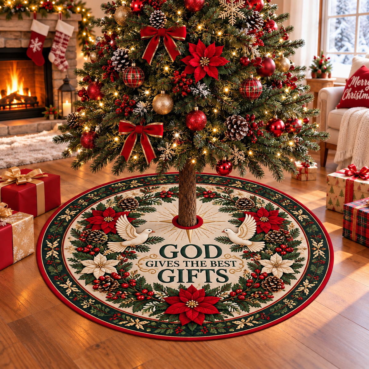 God Gives the Best Gifts Christmas Tree Skirt