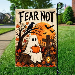 Fear Not Ghost Raven Harvest Pumpkin Garden Flag