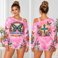 Child Of God Butterfly One-Shoulder Top And Shorts Set