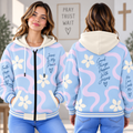 Pastel Floral Waves Zip-up Baseball Jacket