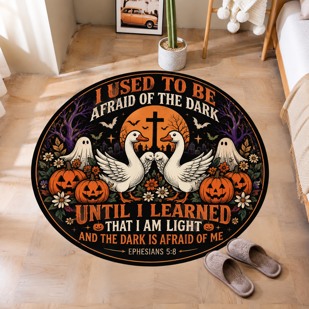 I Am Light Goose Halloween Round Rug