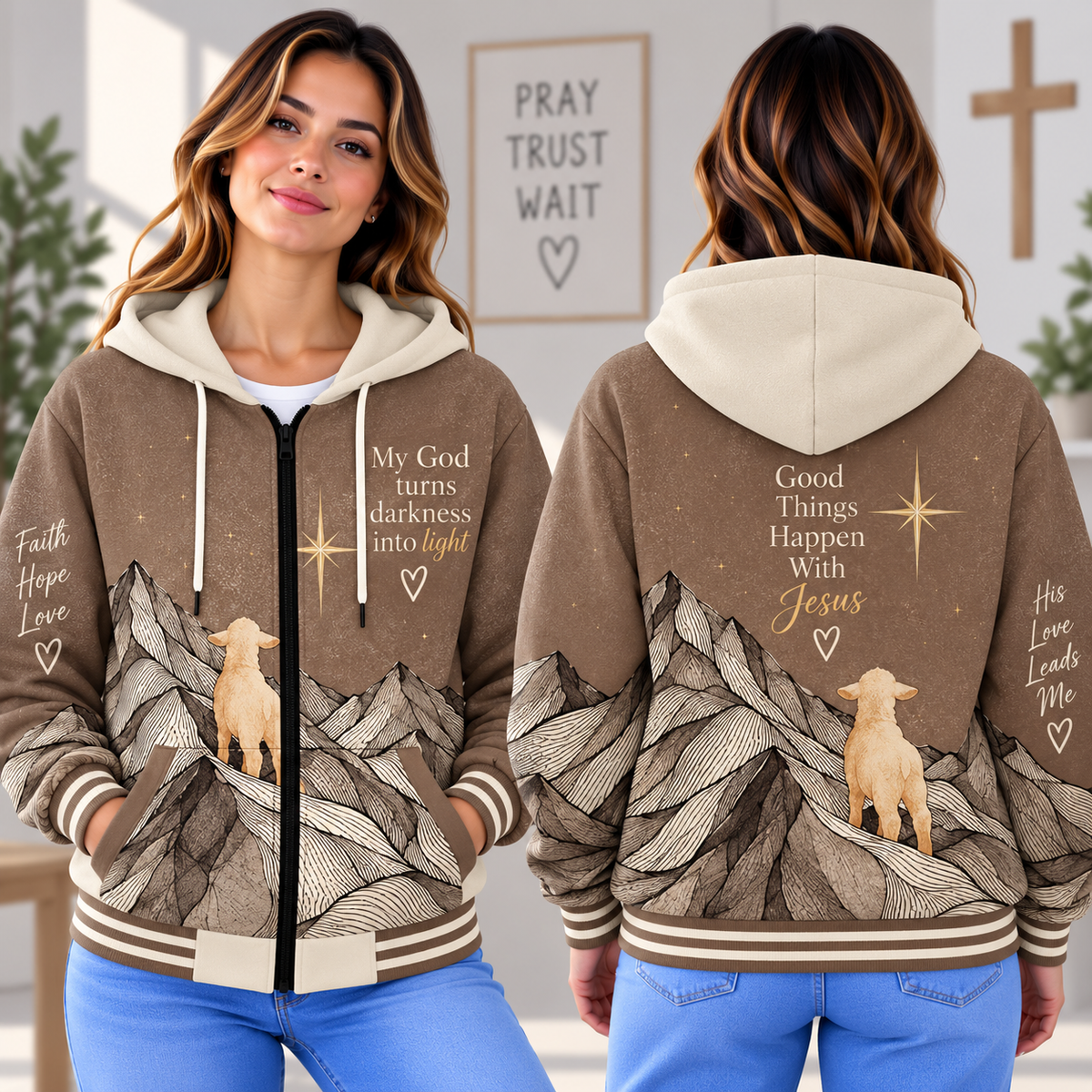 Mountain Lamb Star Zip-up Baseball Jacket