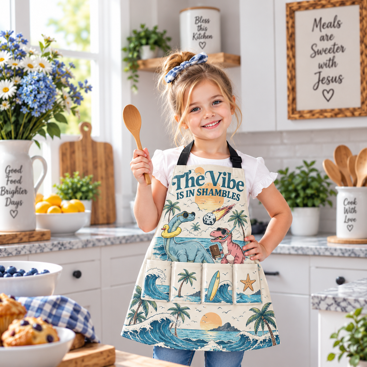 The Vibe Is In Shambles Dinosaur Kids Apron