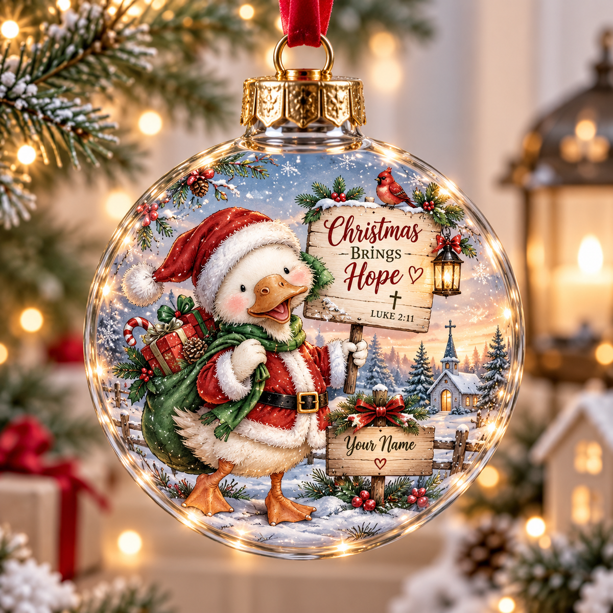 Personalized Santa Duck Gifts Christmas Ball Ornament