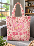 Jesus Heals Pink Bandaged Heart Tote Bag