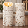 Personalized Faith Can Move Mountains Flameless LED Candle