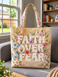 Faith Over Fear Golden Wildflower Butterfly Tote Bag