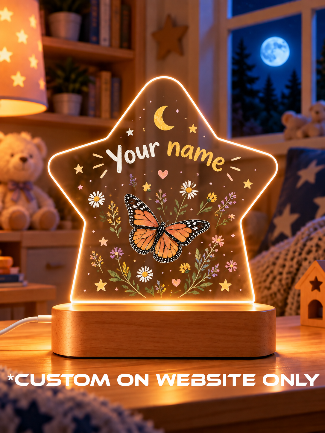 Monarch Butterfly Star Personalize LED Night Light