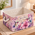 Personalized Hummingbird Floral Storage Basket