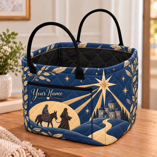Personalized Golden Star Journey Quilted Storage Basket