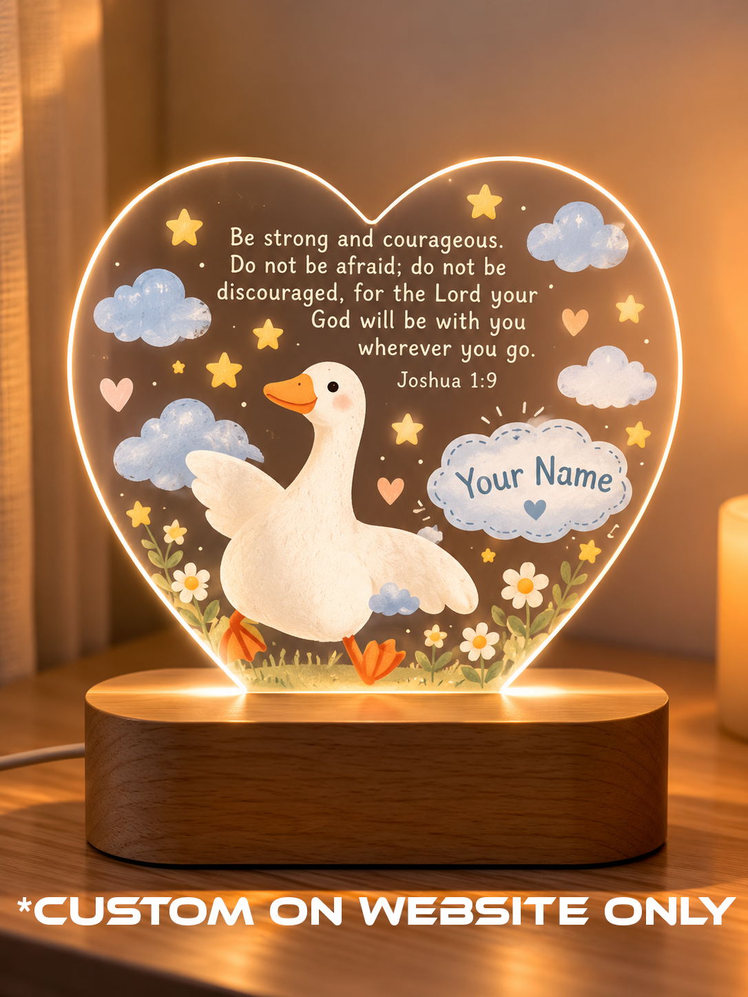 Joshua 1:9 Heart Goose Personalize LED Night Light
