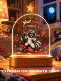 Skateboard Raccoon Personalize LED Night Light