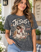 Jesus Still Makes All Things New Revelation 21:5 Charcoal Lamb And Dog T-Shirt
