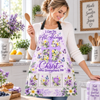 I Can Do All Things Through Christ Floral Cross Apron