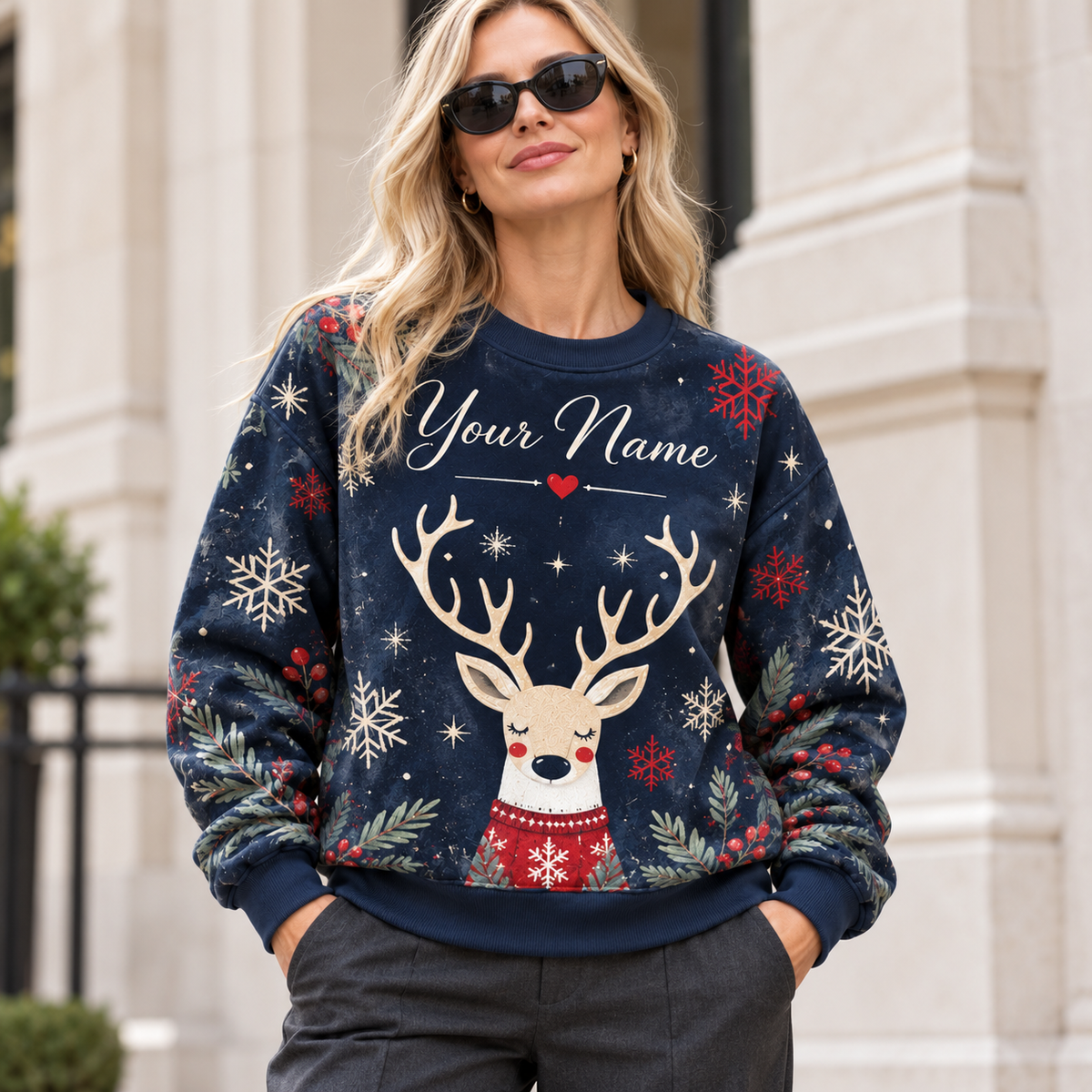 Personalized Winter Reindeer Sweatshirt