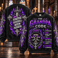 The Grandpa Code – Funny Purple Skull Sweatshirt