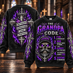 The Grandpa Code – Funny Purple Skull Sweatshirt