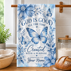 Personalized God Is Good Butterfly Kitchen Towel