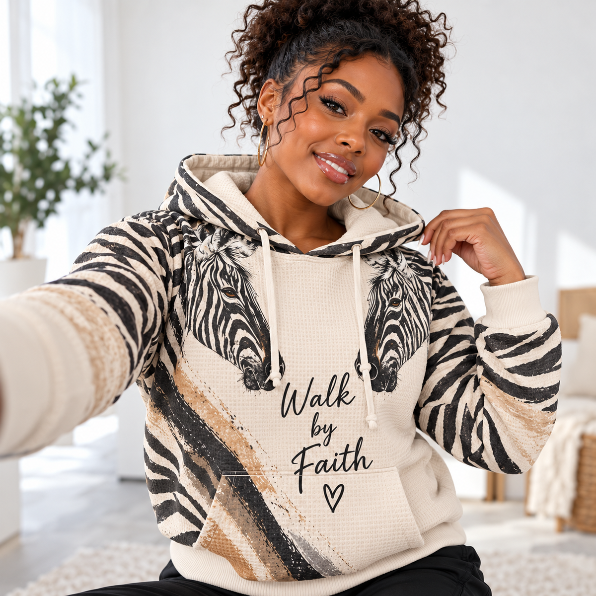 Zebra Stripe Waffle Hoodie