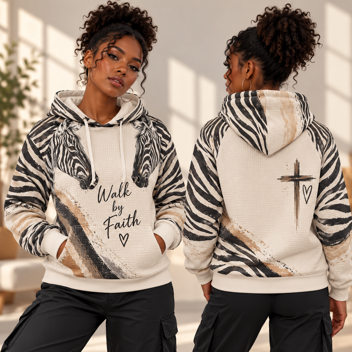 Zebra Stripe Waffle Hoodie