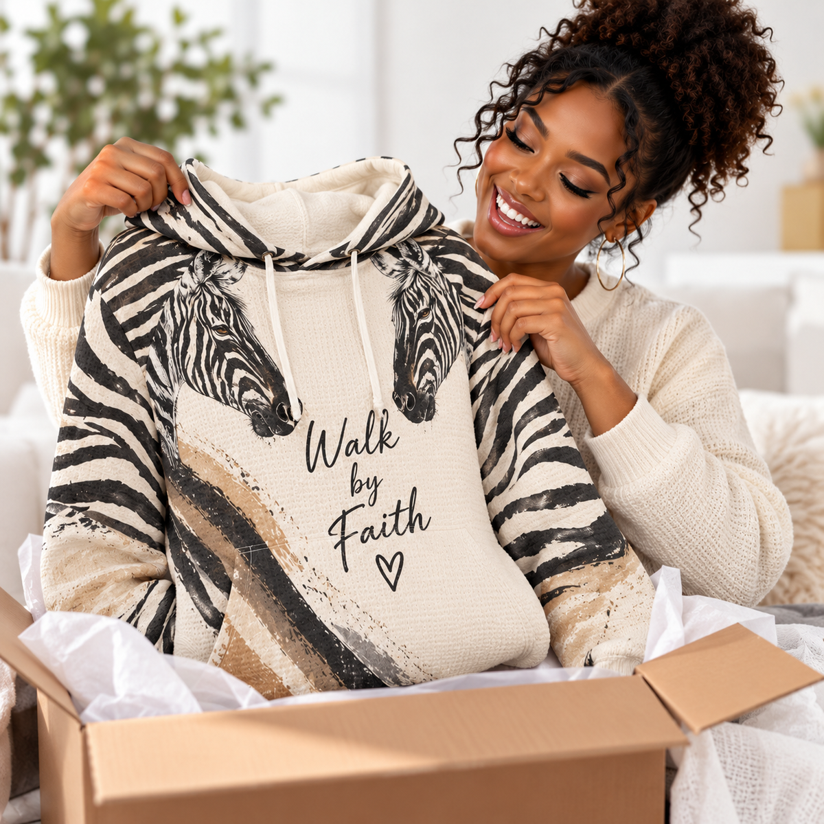 Zebra Stripe Waffle Hoodie