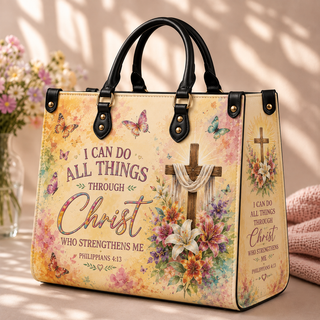 I Can Do All Things Through Christ Philippians PU Leather Handbag