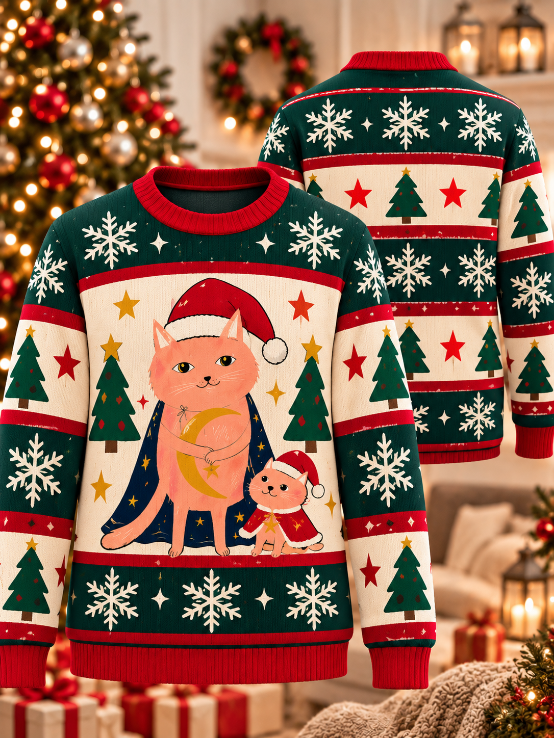 Christmas Cat and Kitten Ugly Sweater