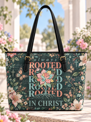 Always Rooted In Christ Lotus Flower Butterfly Saddle Bag